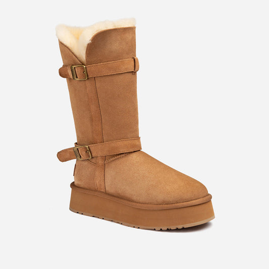 Ugg OZWEAR Classic Platform Buckle Long Boots (4.5cm) (Water Resistant)