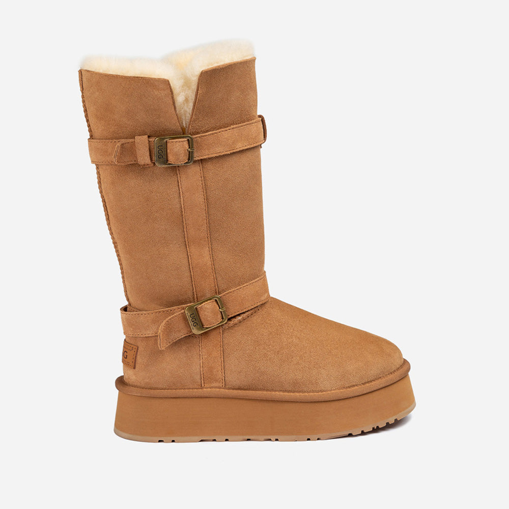Ugg OZWEAR Classic Platform Buckle Long Boots (4.5cm) (Water Resistant)