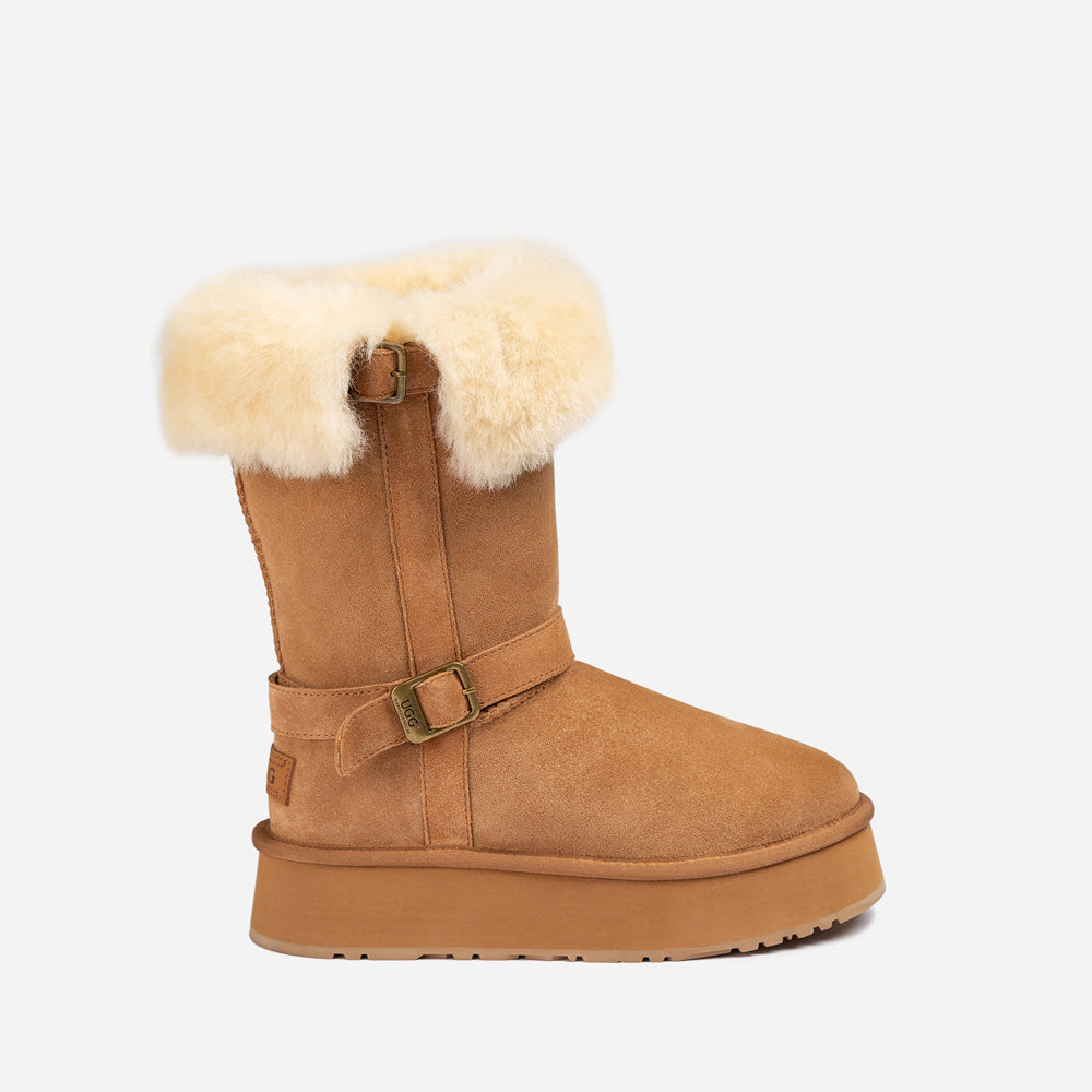 Ugg OZWEAR Classic Platform Buckle Long Boots (4.5cm) (Water Resistant)