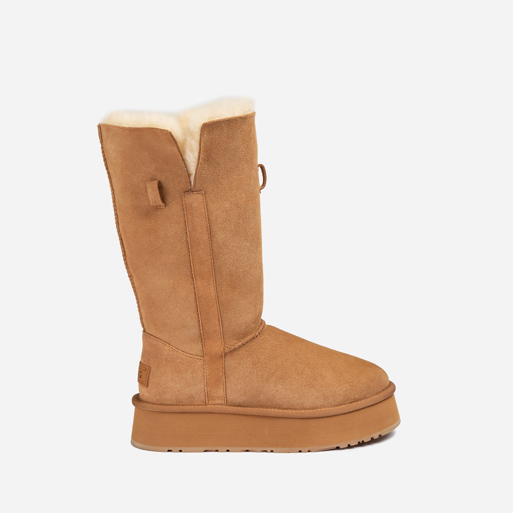 Ugg OZWEAR Classic Platform Buckle Long Boots (4.5cm) (Water Resistant)