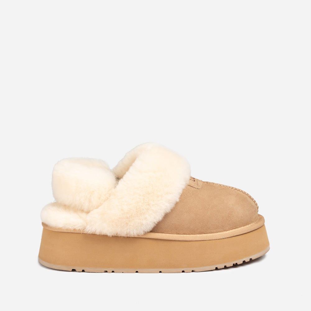 Ugg OZWEAR Coquette Platform Slipper (Elastic Logo & Wool Strap) (Detachable Feature)
