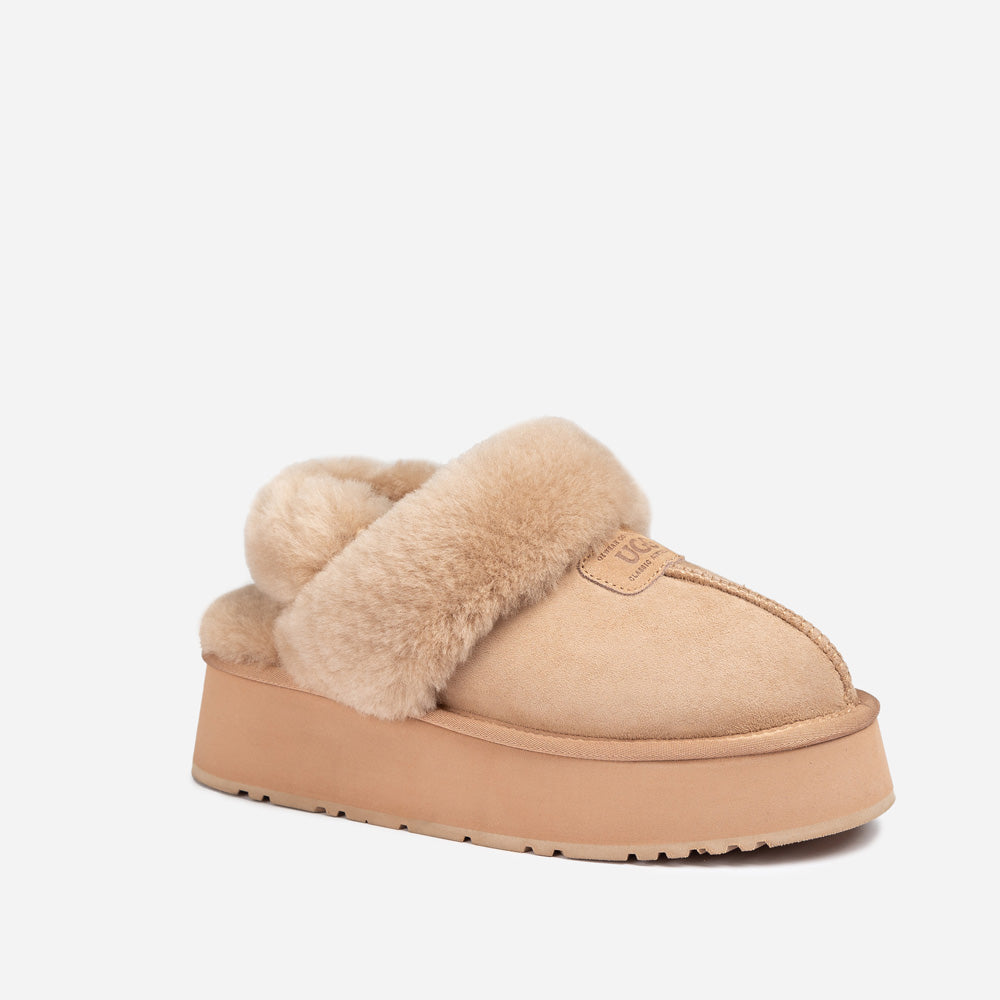 Ugg OZWEAR Coquette Platform Slipper (Elastic Logo & Wool Strap) (Detachable Feature)