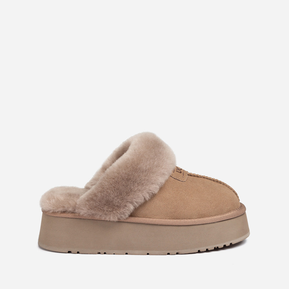 Ugg OZWEAR Coquette Platform Slipper (Elastic Logo & Wool Strap) (Detachable Feature)