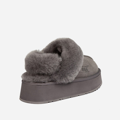 Ugg Platform Slipper (Elastic Logo & Wool Strap) 4.5cm (Detachable Feature)(Water Resistant)