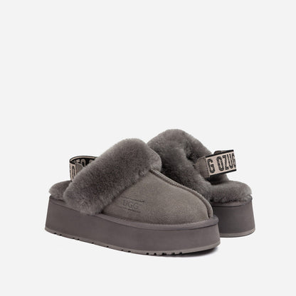Ugg Platform Slipper (Elastic Logo & Wool Strap) 4.5cm (Detachable Feature)(Water Resistant)