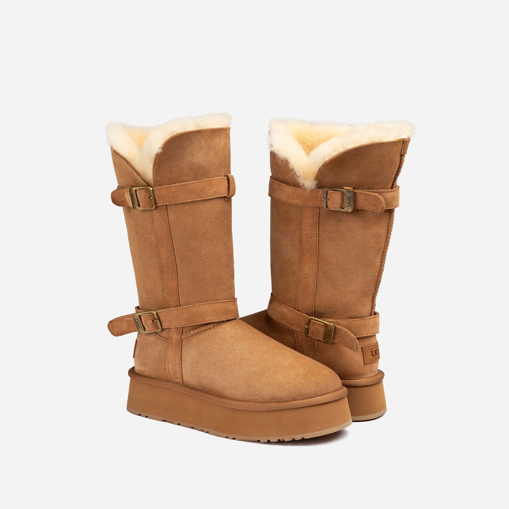 Ugg OZWEAR Classic Platform Buckle Long Boots (4.5cm) (Water Resistant)