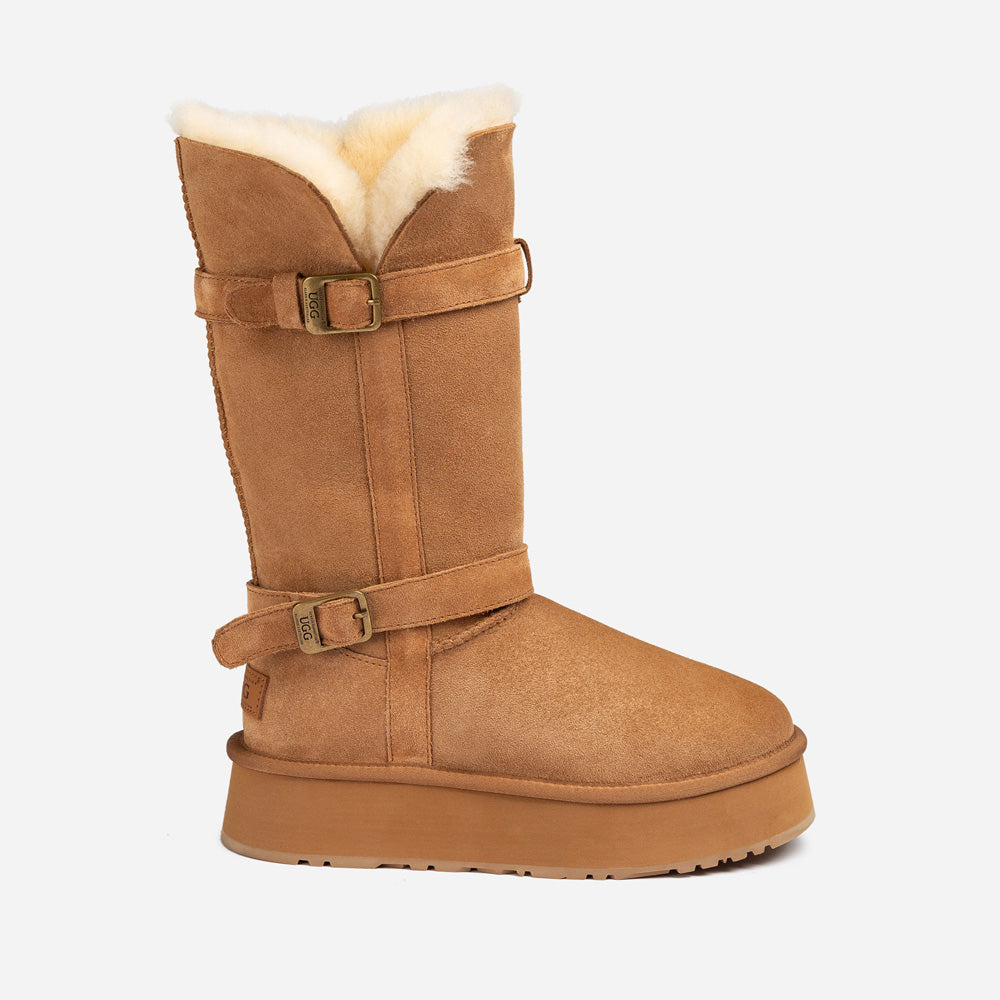 Ugg OZWEAR Classic Platform Buckle Long Boots (4.5cm) (Water Resistant)
