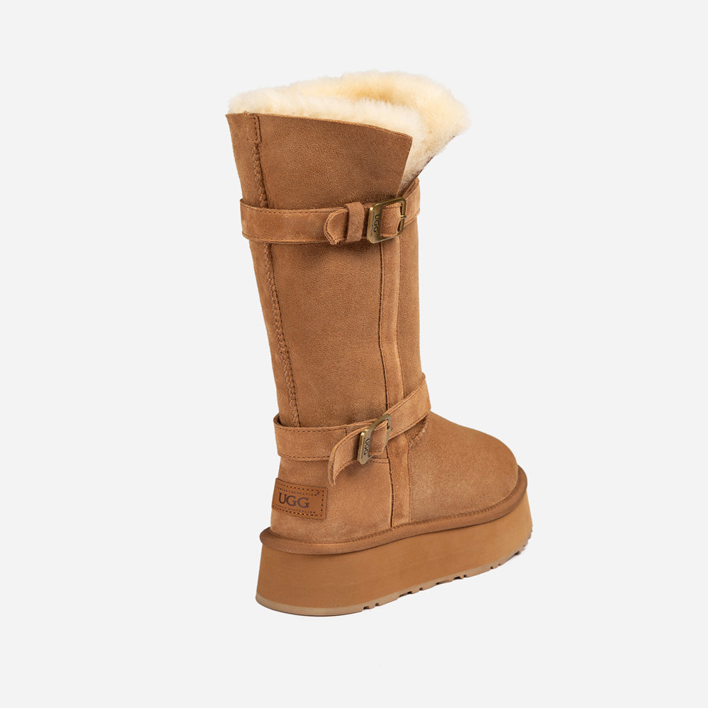Ugg OZWEAR Classic Platform Buckle Long Boots (4.5cm) (Water Resistant)