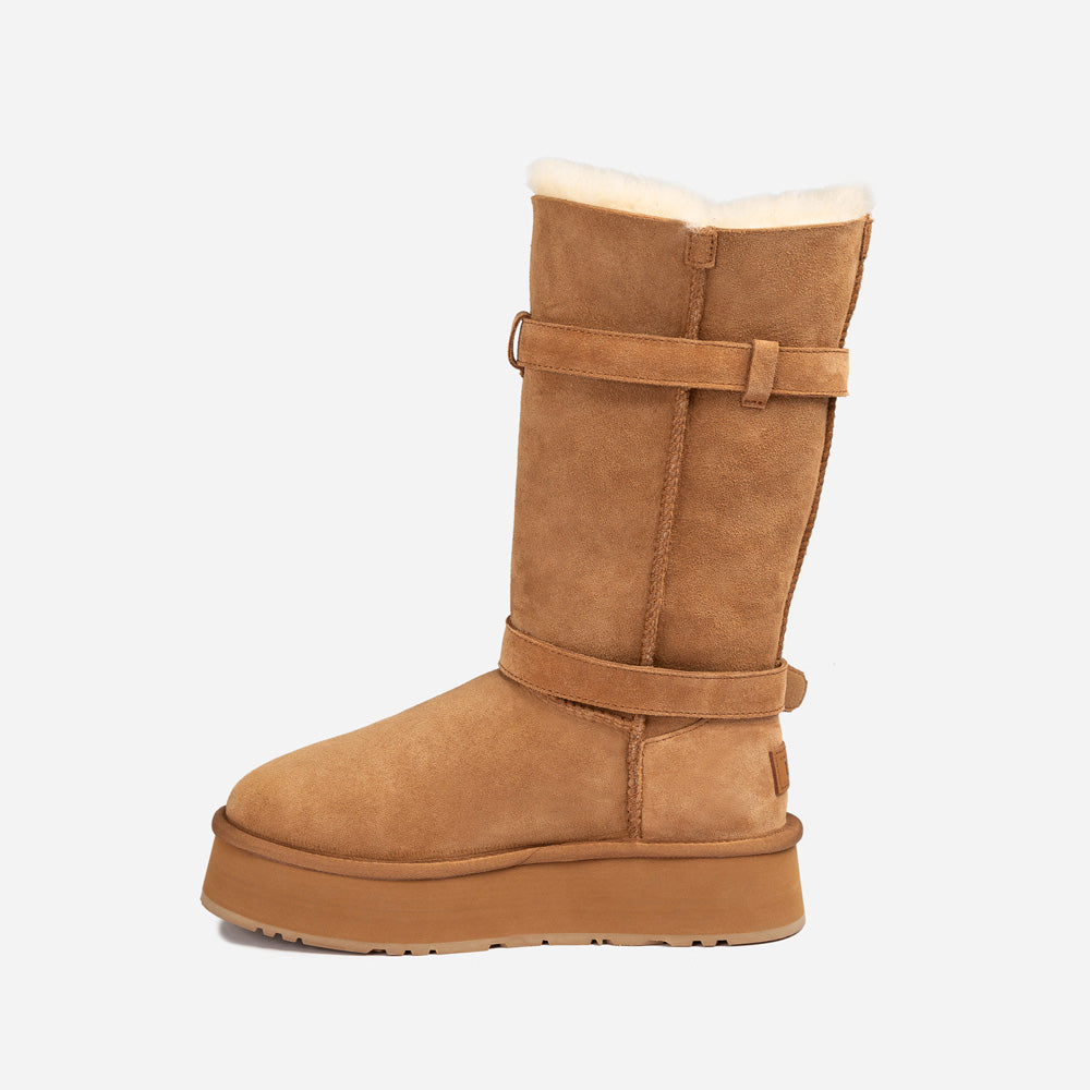 Ugg OZWEAR Classic Platform Buckle Long Boots (4.5cm) (Water Resistant)