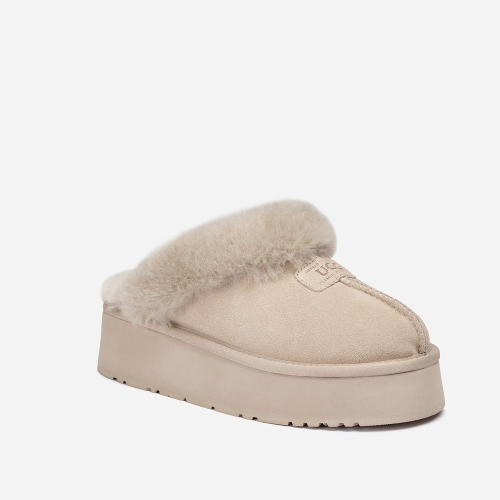 Ugg OZWEAR Coquette Platform Slipper (Elastic Logo & Wool Strap) (Detachable Feature)
